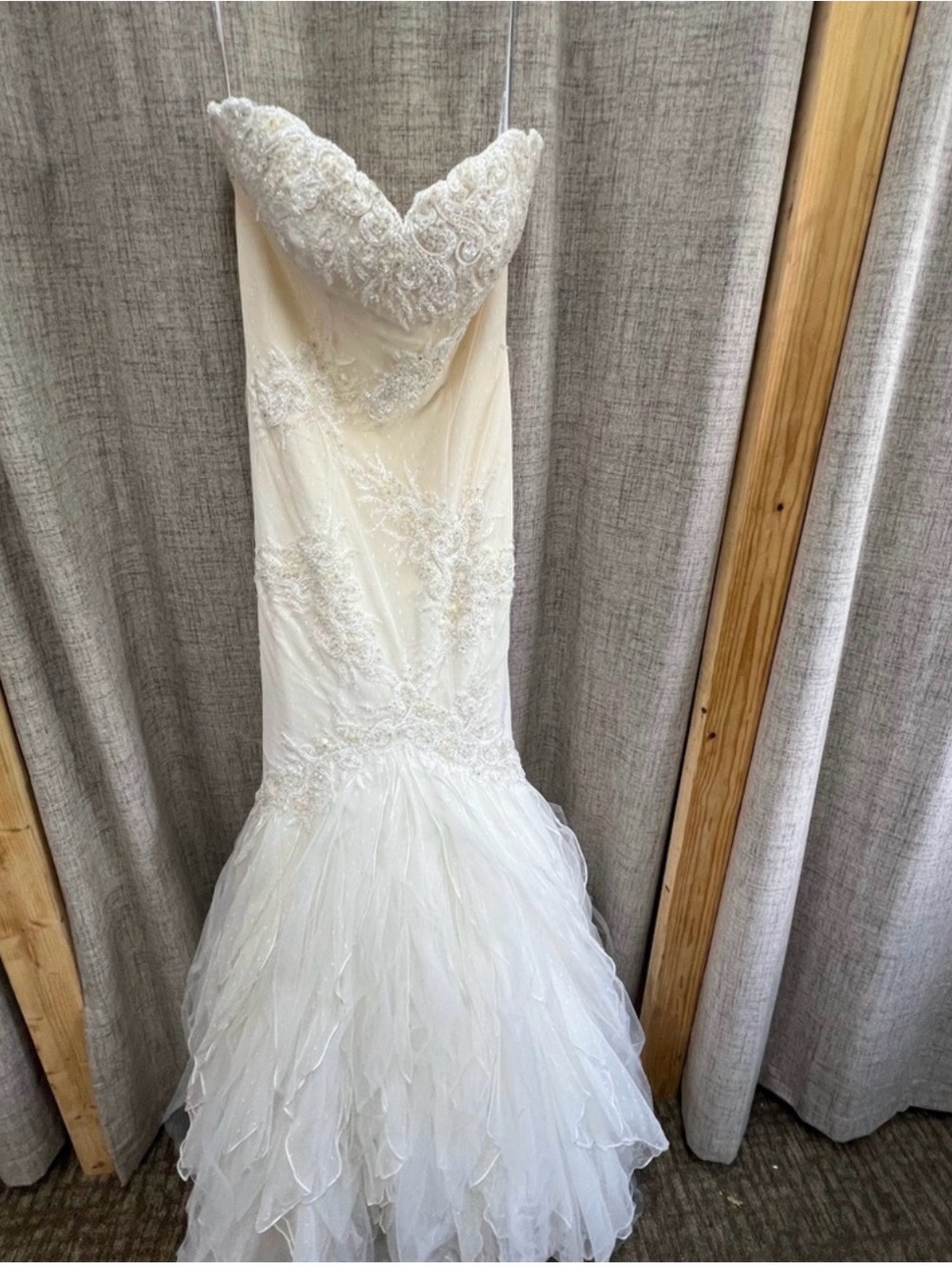 Matthew Christopher Ivory Strapless Mermaid Wedding Dress